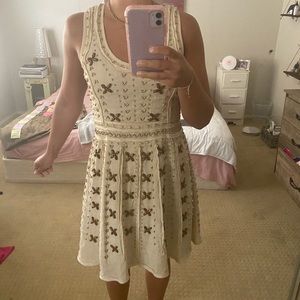 CALYPSO ST BARTH JEWELED LINEN DRESS SIZE 2